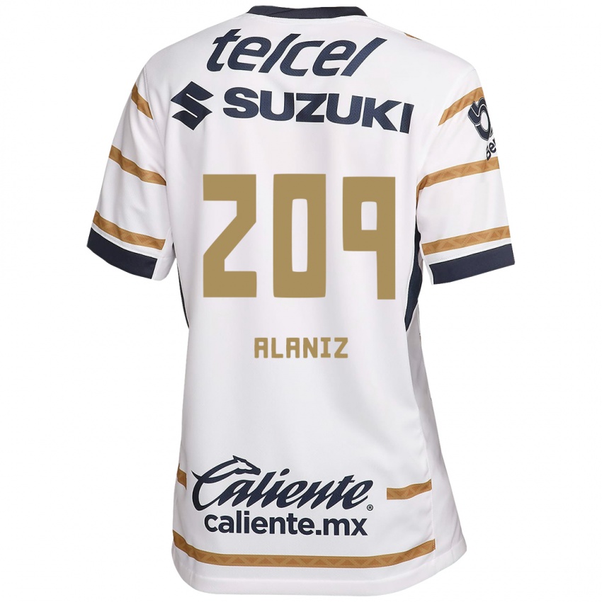 Niño Camiseta Jorge Alaniz #209 Obsidiana Blanca 1ª Equipación 2024/25 La Camisa