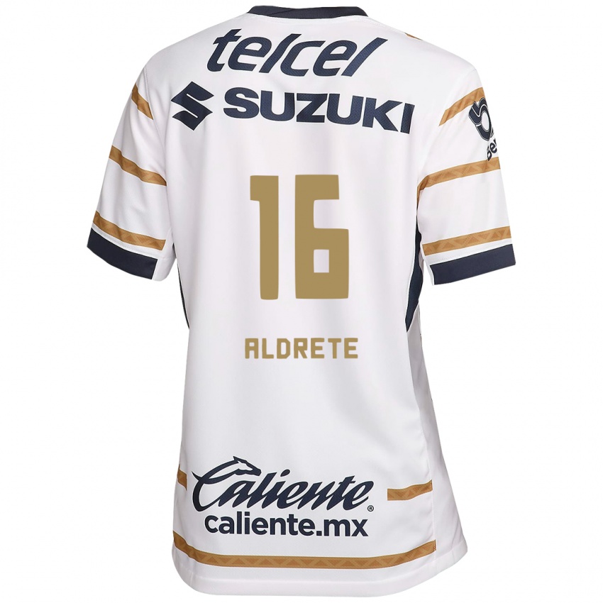 Niño Camiseta Adrian Aldrete #16 Obsidiana Blanca 1ª Equipación 2024/25 La Camisa