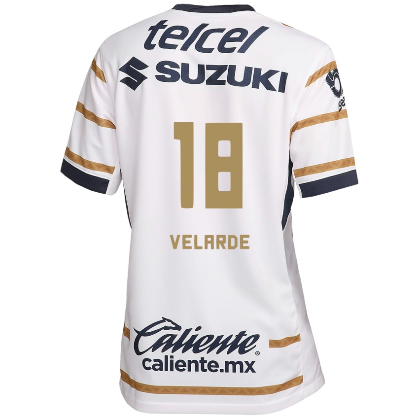 Niño Camiseta Efrain Velarde #18 Obsidiana Blanca 1ª Equipación 2024/25 La Camisa