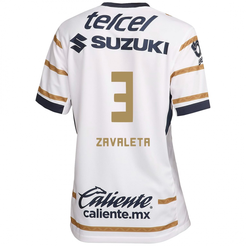 Niño Camiseta Rebeca Zavaleta #3 Obsidiana Blanca 1ª Equipación 2024/25 La Camisa