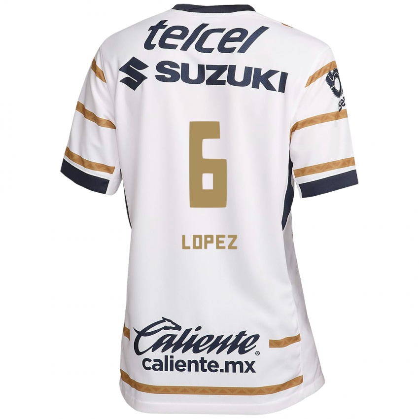 Niño Camiseta Nathalia Lopez #6 Obsidiana Blanca 1ª Equipación 2024/25 La Camisa