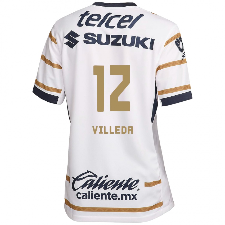 Niño Camiseta Melany Villeda #12 Obsidiana Blanca 1ª Equipación 2024/25 La Camisa