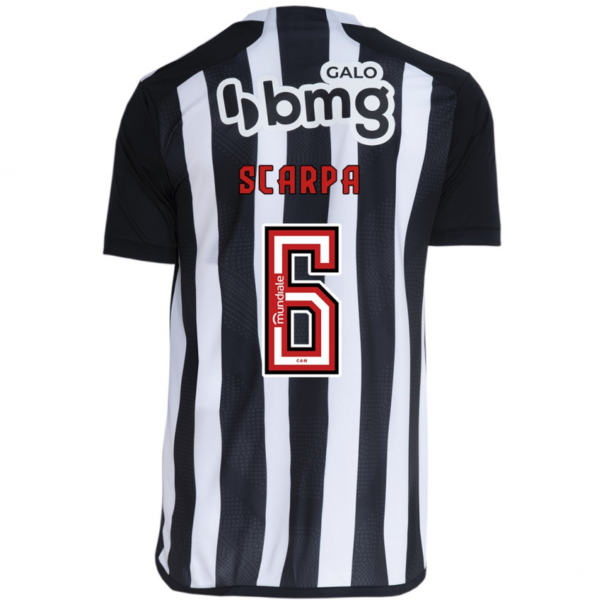 Niño Camiseta Gustavo Scarpa #6 Blanco Negro 1ª Equipación 2024/25 La Camisa