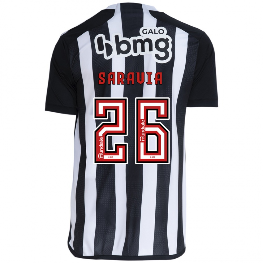 Niño Camiseta Renzo Saravia #26 Blanco Negro 1ª Equipación 2024/25 La Camisa