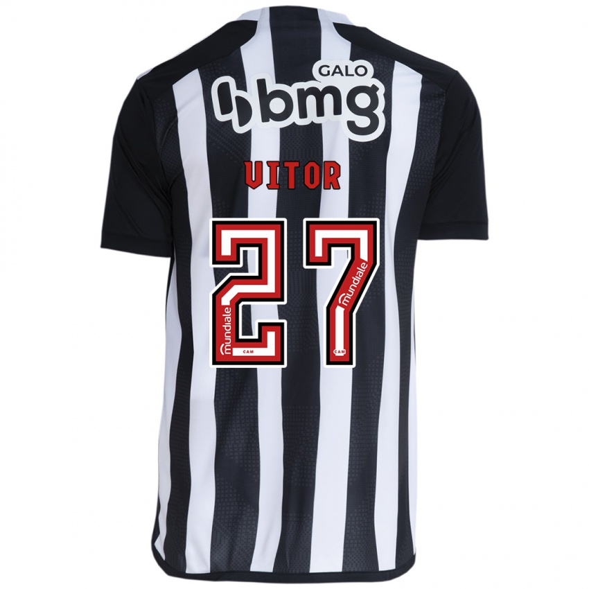 Niño Camiseta Paulo Vitor #27 Blanco Negro 1ª Equipación 2024/25 La Camisa