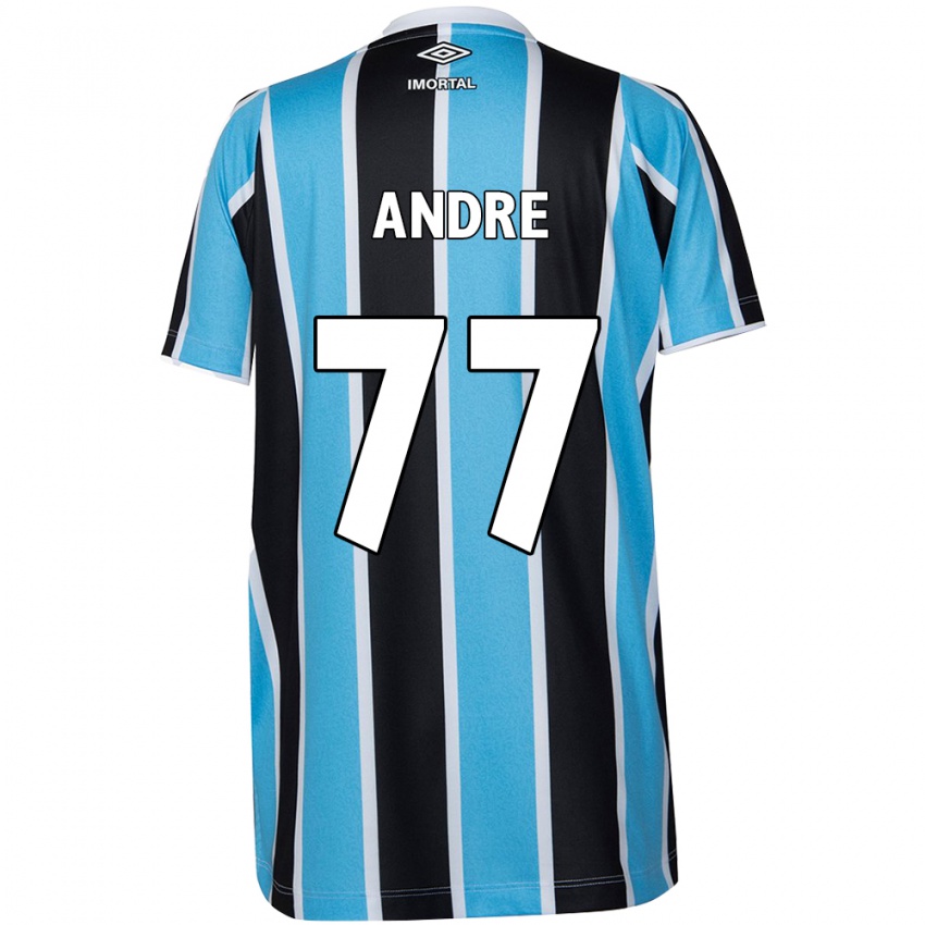 Niño Camiseta André #77 Azul Negro Blanco 1ª Equipación 2024/25 La Camisa