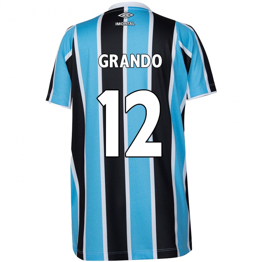 Niño Camiseta Gabriel Grando #12 Azul Negro Blanco 1ª Equipación 2024/25 La Camisa