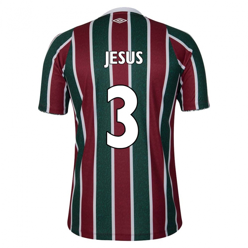 Niño Camiseta Alexandre Jesus #3 Verde Granate Blanco 1ª Equipación 2024/25 La Camisa