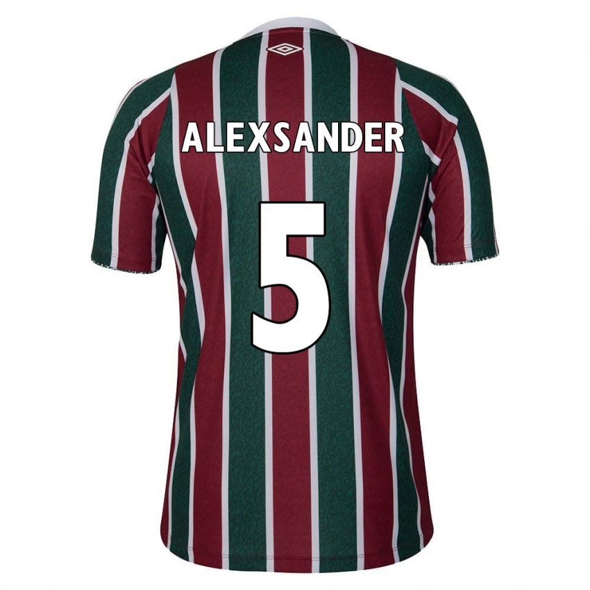 Niño Camiseta Alexsander #5 Verde Granate Blanco 1ª Equipación 2024/25 La Camisa