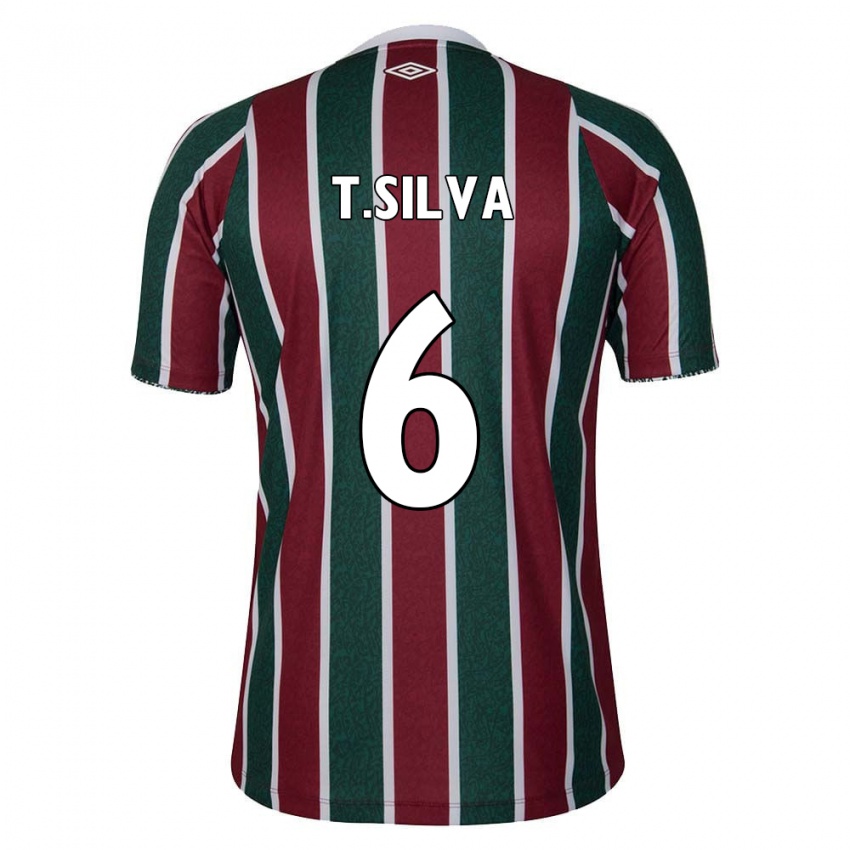 Niño Camiseta Thiago Silva #6 Verde Granate Blanco 1ª Equipación 2024/25 La Camisa