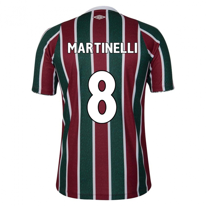 Niño Camiseta Martinelli #8 Verde Granate Blanco 1ª Equipación 2024/25 La Camisa