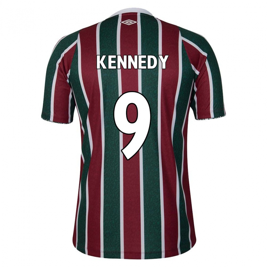 Niño Camiseta John Kennedy #9 Verde Granate Blanco 1ª Equipación 2024/25 La Camisa