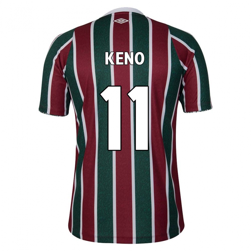 Niño Camiseta Keno #11 Verde Granate Blanco 1ª Equipación 2024/25 La Camisa