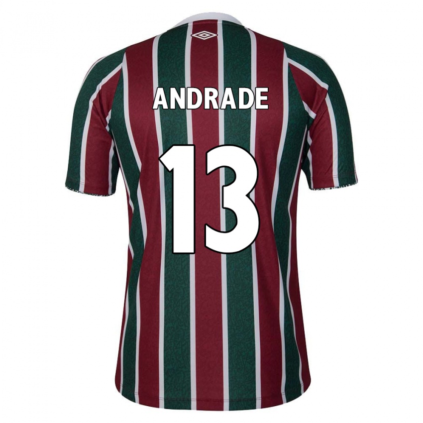 Niño Camiseta Felipe Andrade #13 Verde Granate Blanco 1ª Equipación 2024/25 La Camisa