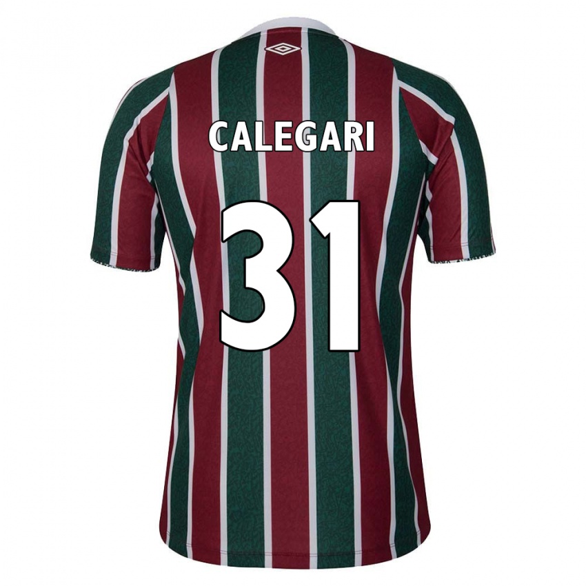 Niño Camiseta Calegari #31 Verde Granate Blanco 1ª Equipación 2024/25 La Camisa