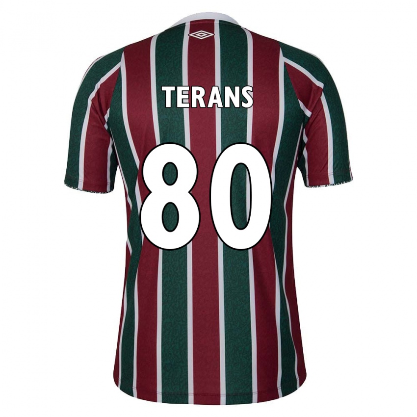 Niño Camiseta David Terans #80 Verde Granate Blanco 1ª Equipación 2024/25 La Camisa