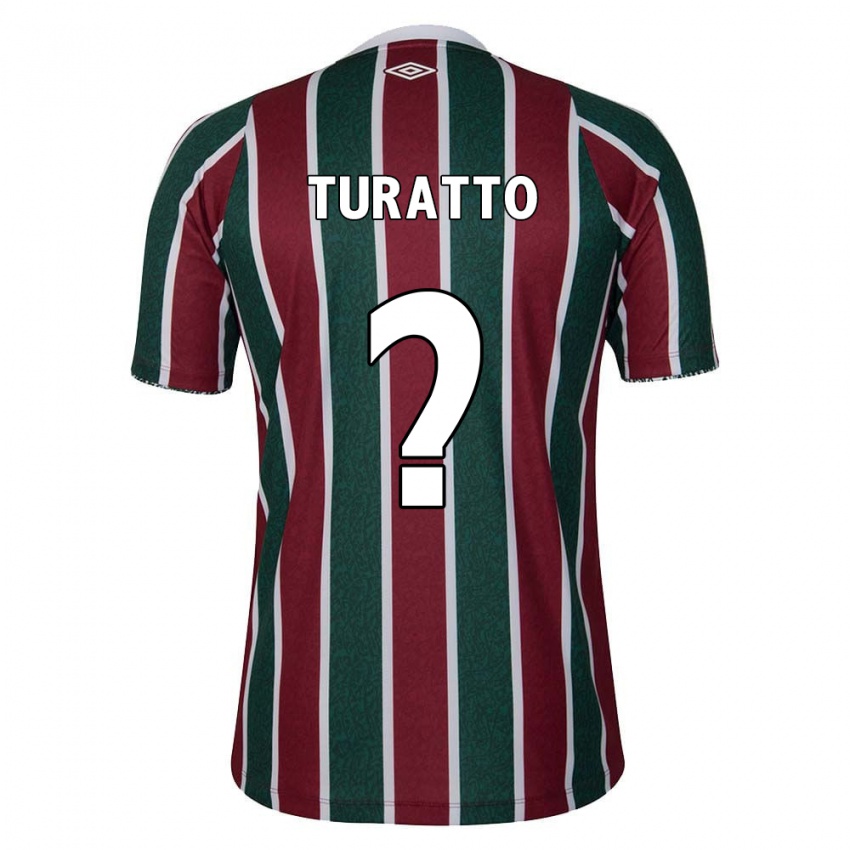 Niño Camiseta Luiz Turatto #0 Verde Granate Blanco 1ª Equipación 2024/25 La Camisa