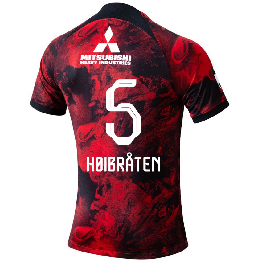 Niño Camiseta Marius Høibråten #5 Negro Rojo 1ª Equipación 2024/25 La Camisa