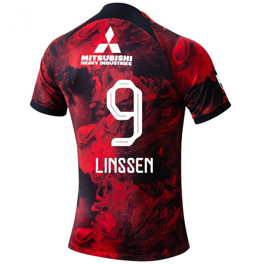 Niño Camiseta Bryan Linssen #9 Negro Rojo 1ª Equipación 2024/25 La Camisa