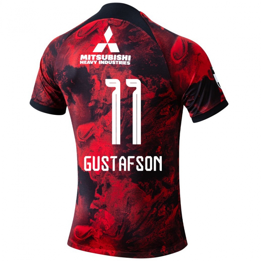 Niño Camiseta Samuel Gustafson #11 Negro Rojo 1ª Equipación 2024/25 La Camisa