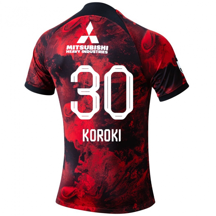 Niño Camiseta Shinzo Koroki #30 Negro Rojo 1ª Equipación 2024/25 La Camisa