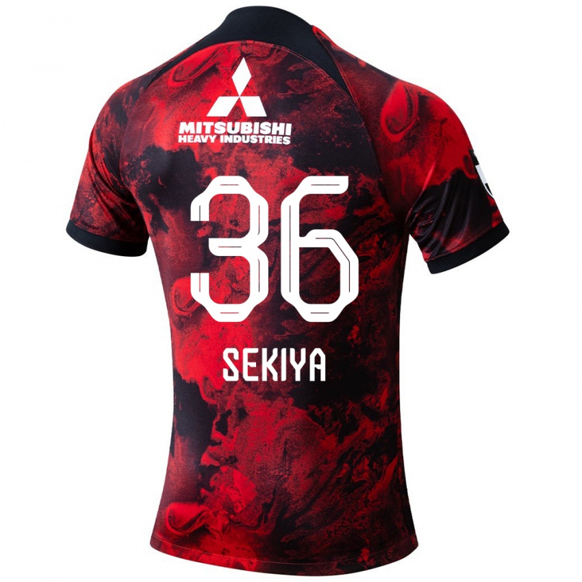 Niño Camiseta Hikaru Sekiya #36 Negro Rojo 1ª Equipación 2024/25 La Camisa