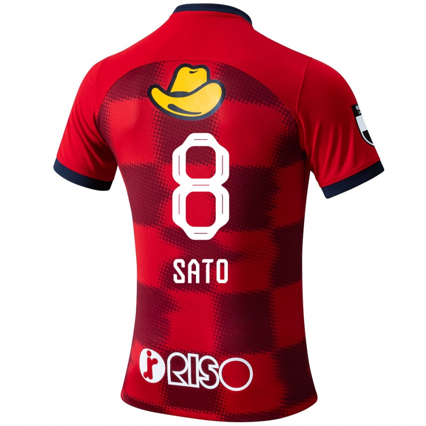 Niño Camiseta Yuto Sato #8 Rojo Azul Blanco 1ª Equipación 2024/25 La Camisa