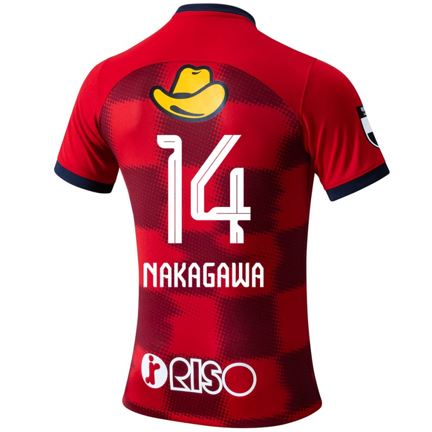 Niño Camiseta Sora Nakagawa #14 Rojo Azul Blanco 1ª Equipación 2024/25 La Camisa