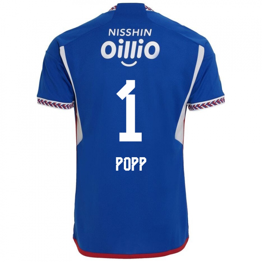 Niño Camiseta William Popp #1 Azul Blanco Rojo 1ª Equipación 2024/25 La Camisa