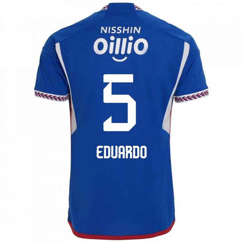 Niño Camiseta Eduardo #5 Azul Blanco Rojo 1ª Equipación 2024/25 La Camisa