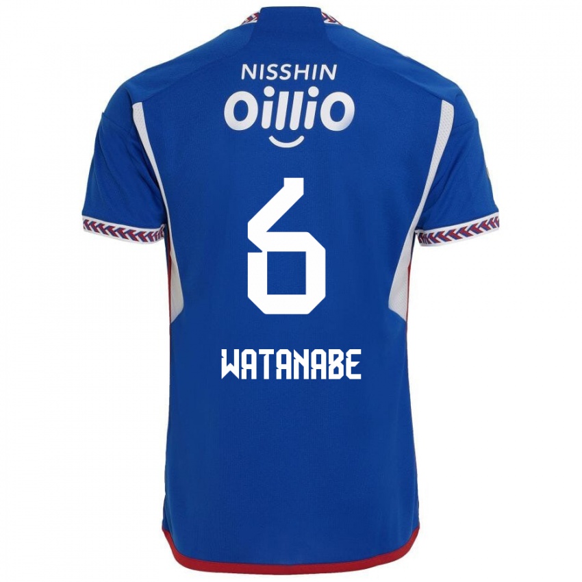 Niño Camiseta Kota Watanabe #6 Azul Blanco Rojo 1ª Equipación 2024/25 La Camisa