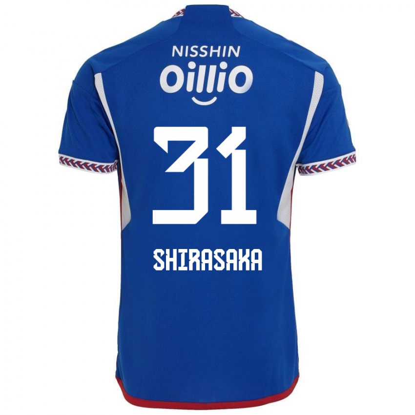 Niño Camiseta Fuma Shirasaka #31 Azul Blanco Rojo 1ª Equipación 2024/25 La Camisa