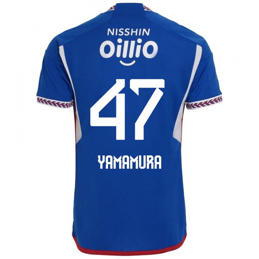 Niño Camiseta Kazuya Yamamura #47 Azul Blanco Rojo 1ª Equipación 2024/25 La Camisa