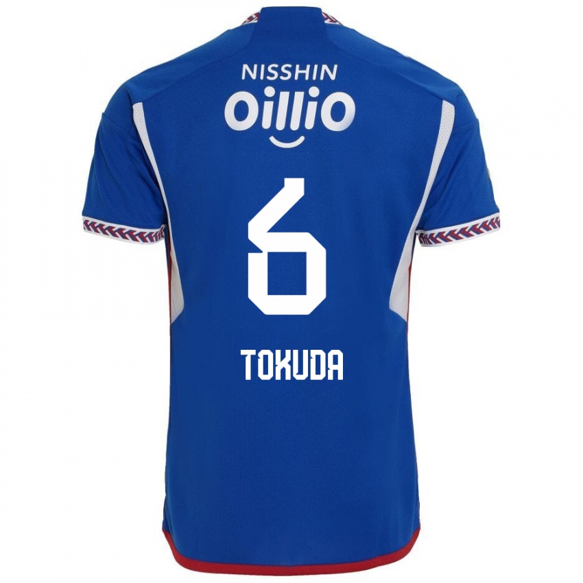 Niño Camiseta Yuma Tokuda #6 Azul Blanco Rojo 1ª Equipación 2024/25 La Camisa