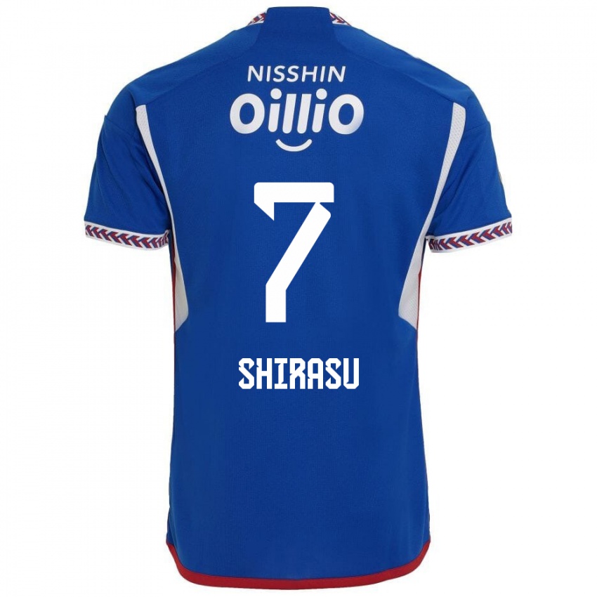 Niño Camiseta Kento Shirasu #7 Azul Blanco Rojo 1ª Equipación 2024/25 La Camisa