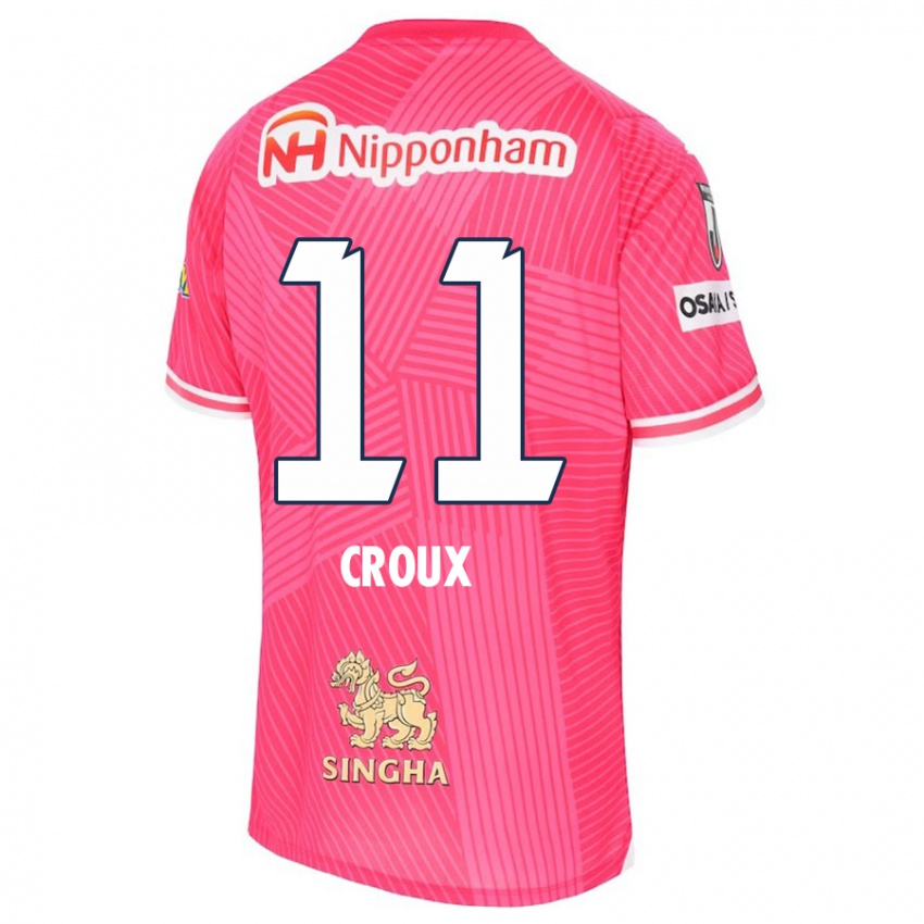 Niño Camiseta Jordy Croux #11 Rosa Blanco 1ª Equipación 2024/25 La Camisa