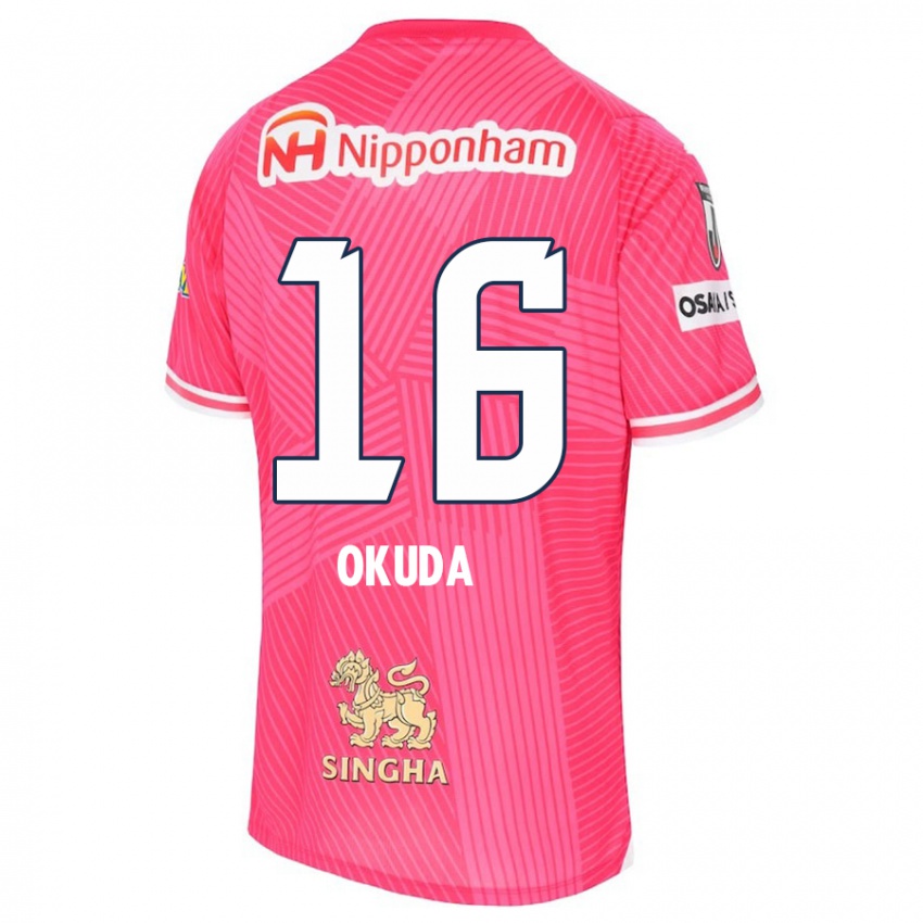 Niño Camiseta Hayato Okuda #16 Rosa Blanco 1ª Equipación 2024/25 La Camisa