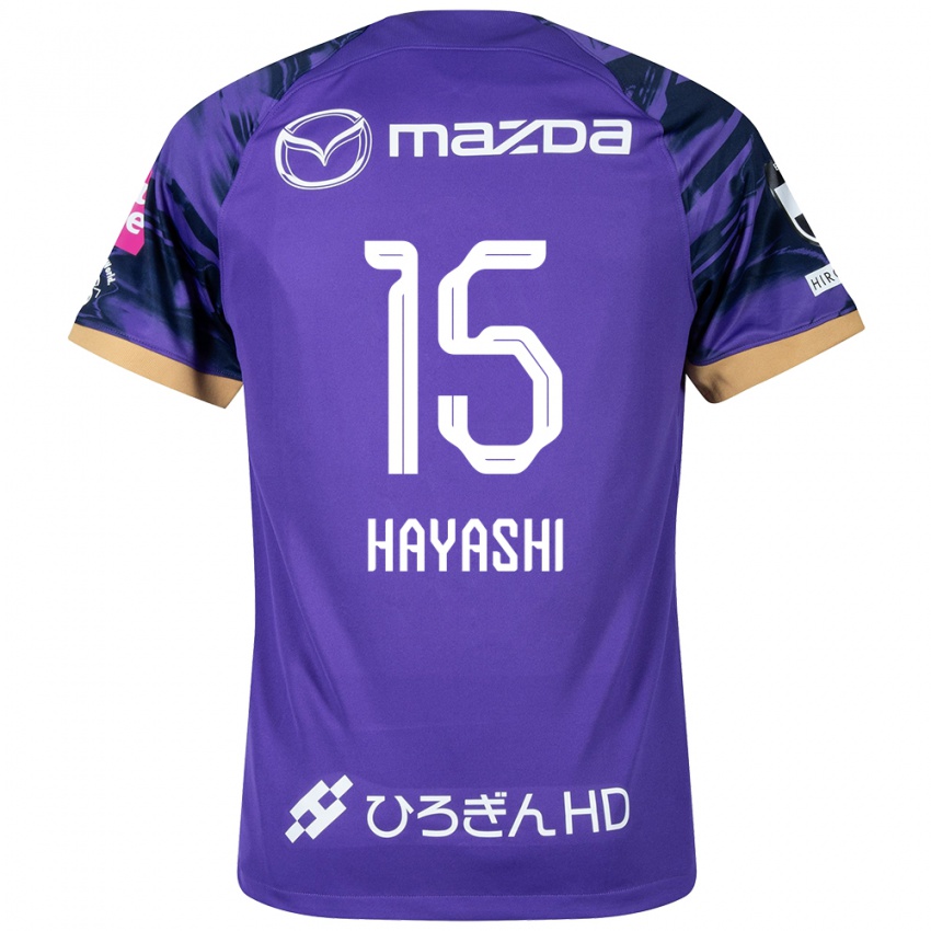 Niño Camiseta Shunta Hayashi #15 Púrpura Blanco 1ª Equipación 2024/25 La Camisa