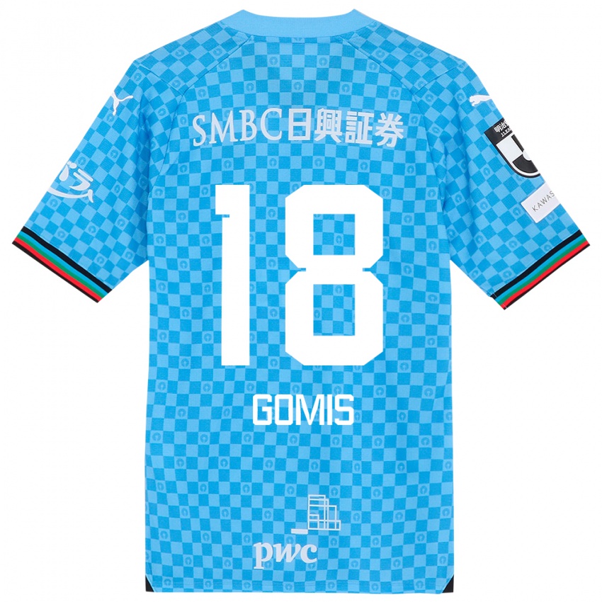 Niño Camiseta Bafétimbi Gomis #18 Azul Celeste 1ª Equipación 2024/25 La Camisa