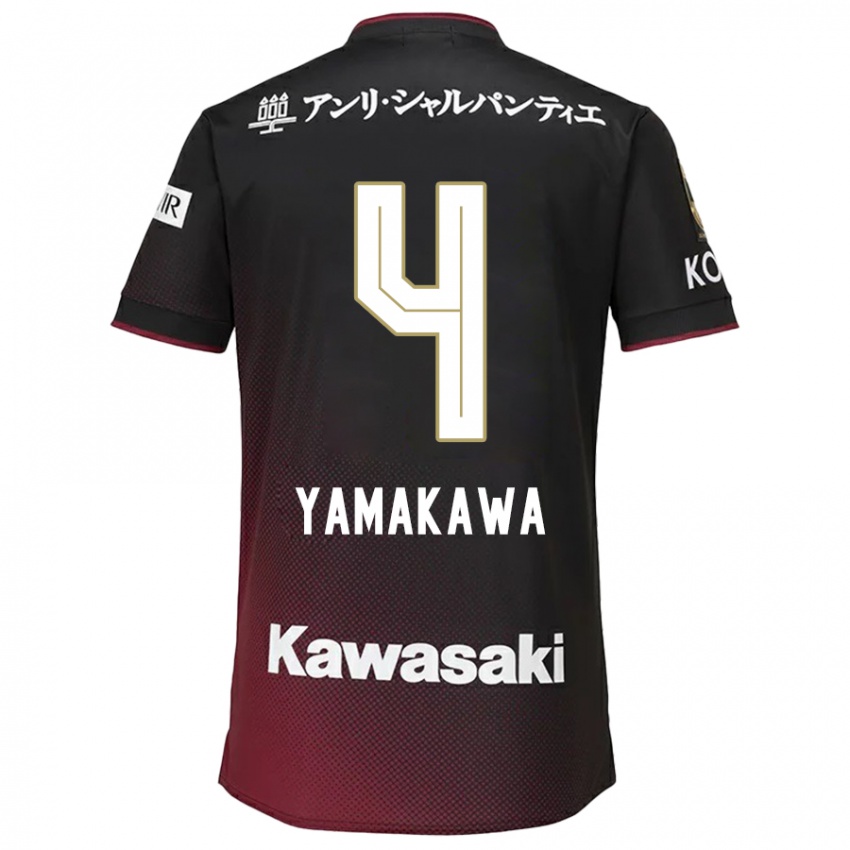 Niño Camiseta Tetsushi Yamakawa #4 Negro Rojo 1ª Equipación 2024/25 La Camisa