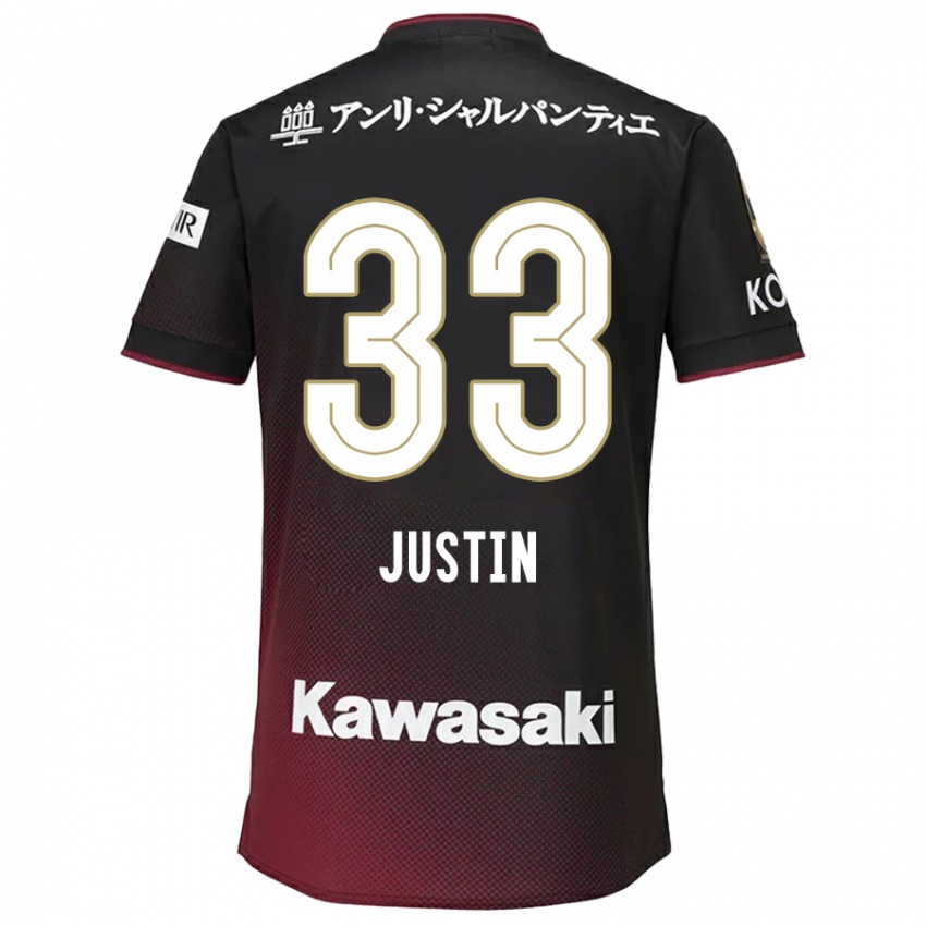 Niño Camiseta Justin Homma #33 Negro Rojo 1ª Equipación 2024/25 La Camisa