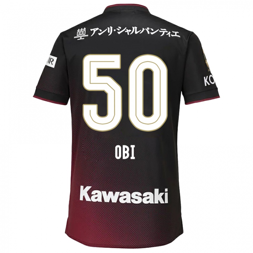 Niño Camiseta Powell Obinna Obi #50 Negro Rojo 1ª Equipación 2024/25 La Camisa