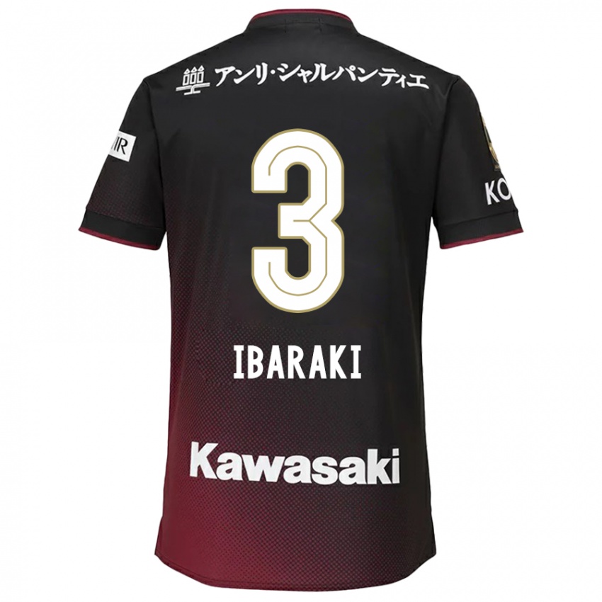 Niño Camiseta Riku Ibaraki #3 Negro Rojo 1ª Equipación 2024/25 La Camisa