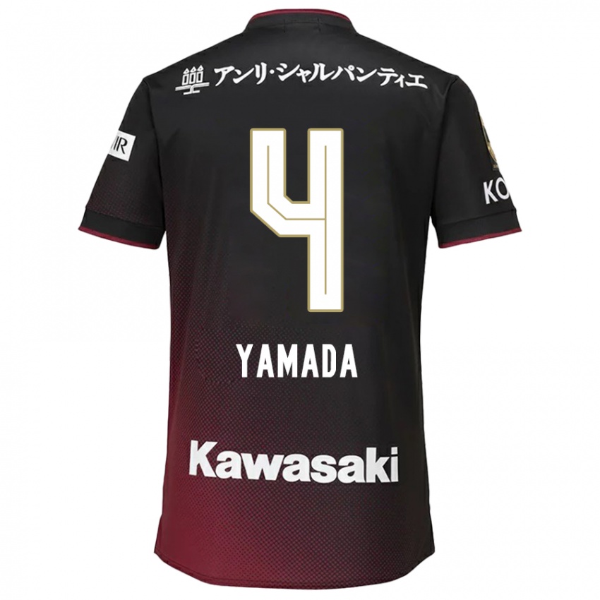 Niño Camiseta Kaito Yamada #4 Negro Rojo 1ª Equipación 2024/25 La Camisa