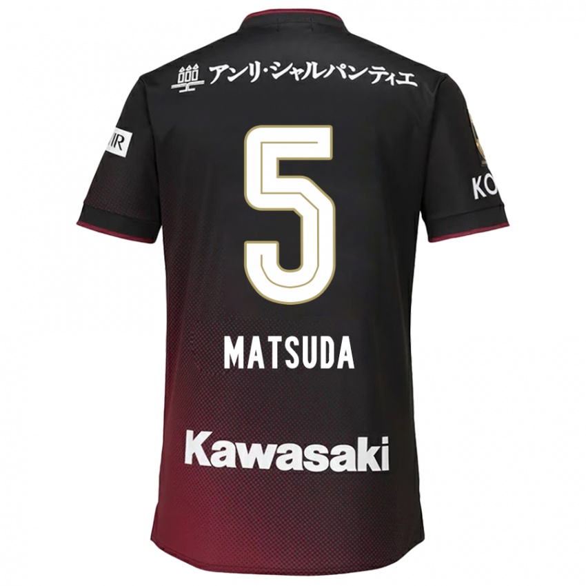 Niño Camiseta Shido Matsuda #5 Negro Rojo 1ª Equipación 2024/25 La Camisa