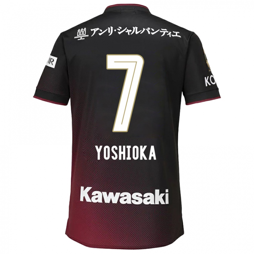 Niño Camiseta Ran Yoshioka #7 Negro Rojo 1ª Equipación 2024/25 La Camisa