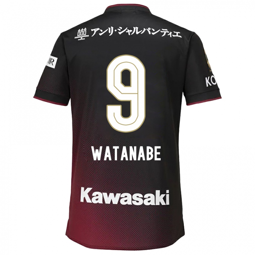 Niño Camiseta Hayato Watanabe #9 Negro Rojo 1ª Equipación 2024/25 La Camisa