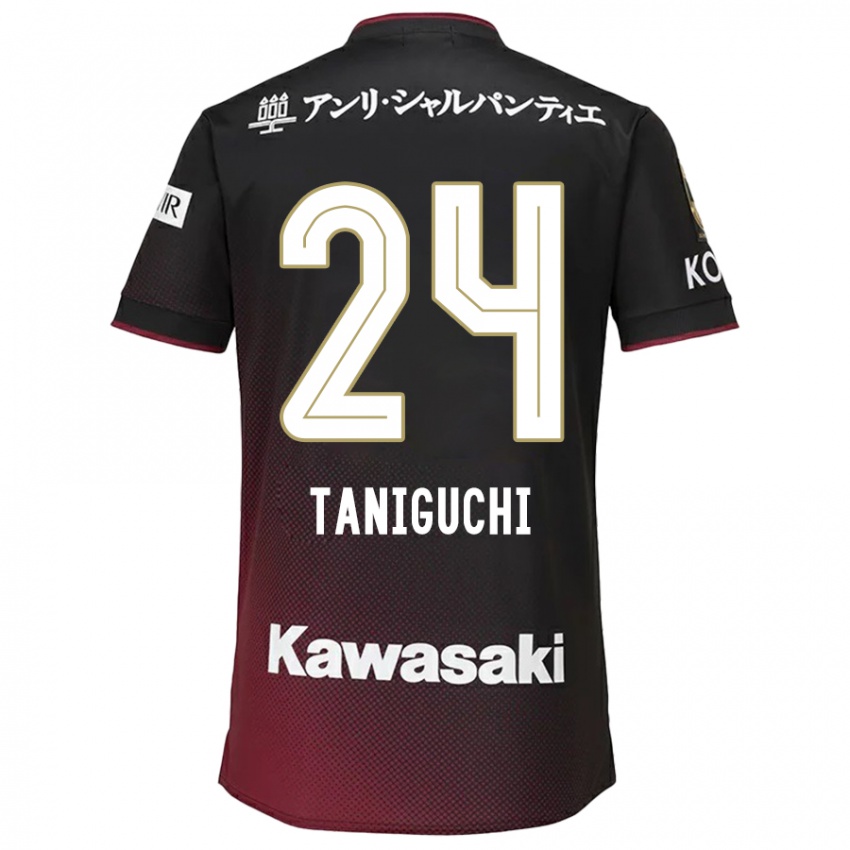 Niño Camiseta Hiroto Taniguchi #24 Negro Rojo 1ª Equipación 2024/25 La Camisa