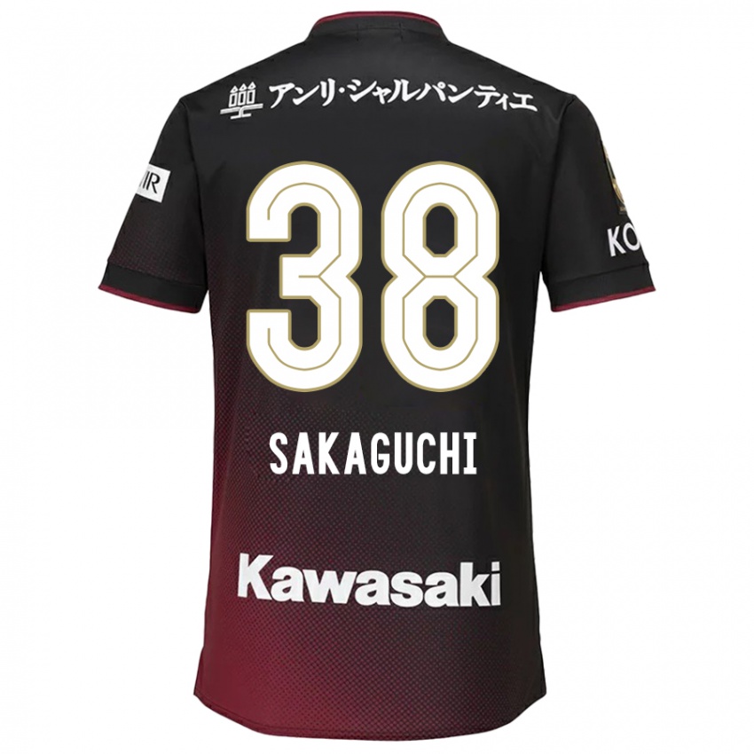 Niño Camiseta Yuki Sakaguchi #38 Negro Rojo 1ª Equipación 2024/25 La Camisa