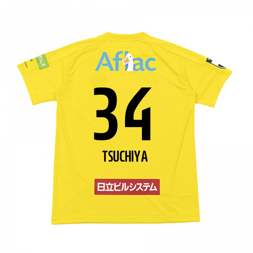 Niño Camiseta Takumi Tsuchiya #34 Amarillo Negro 1ª Equipación 2024/25 La Camisa